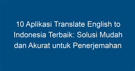translate indonesian to english akurat